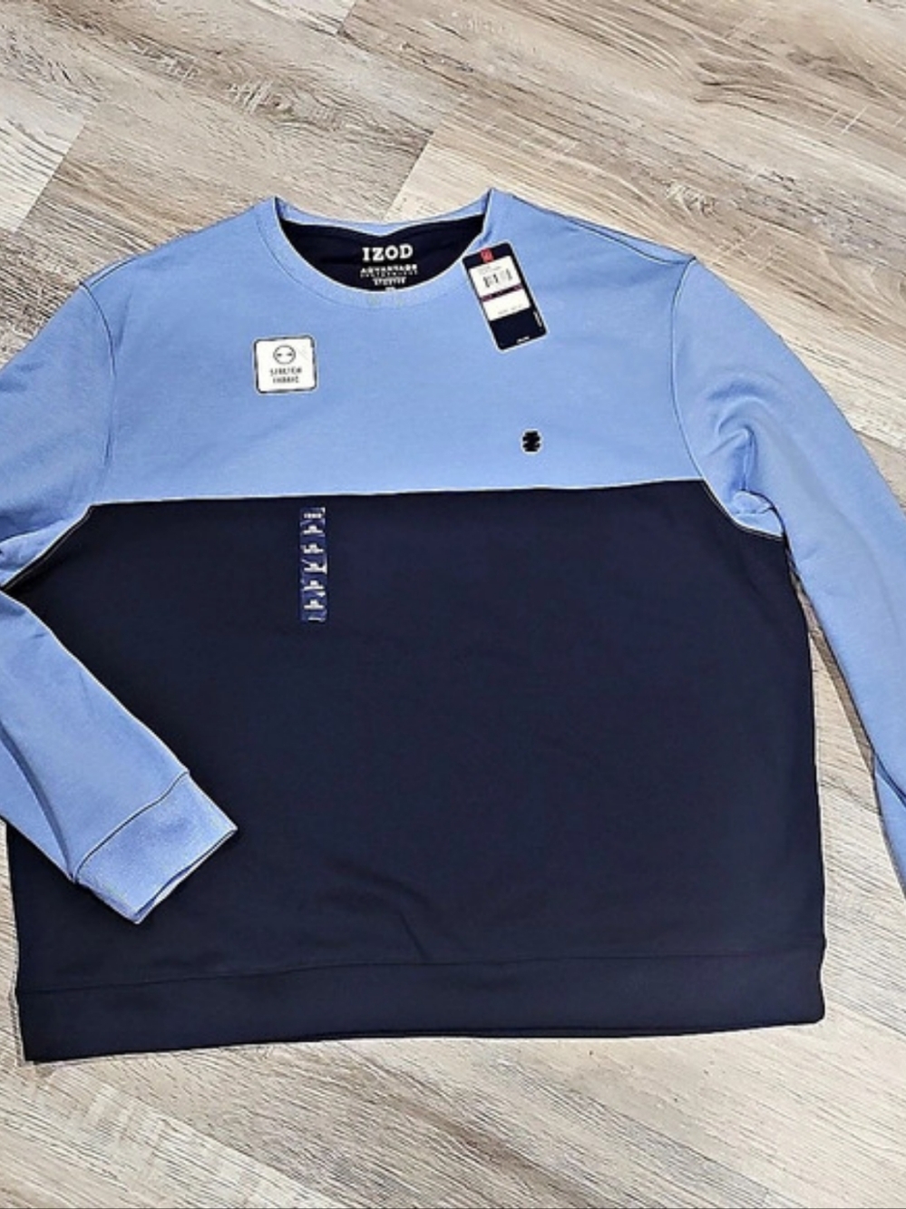 IZOD Advantage Performance Colorblock Crewneck Fleece Blue & Navy XXL
